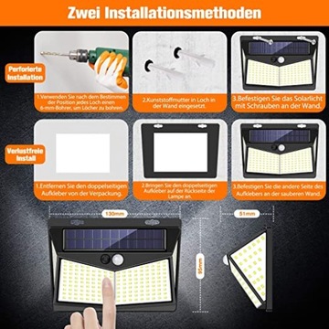 LAMPA SOLARNA CZUJNIK RUCHU IP65 3 TRYBY 2 SZT MPJ
