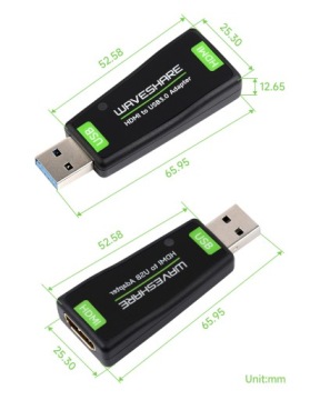Адаптер HDMI - USB 2.0 для игр, потокового вещания, камер Waveshare