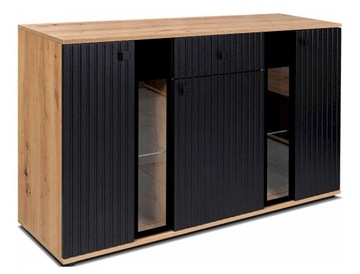 Komoda SALSA mdf lamele czarny + artisan