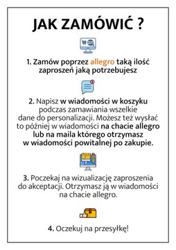ZAPROSZENIE ŚLUBNE WESELNE SKŁADANE Z KOPERTĄ GRATIS Z PERSONALIZACJĄ GOŚCI