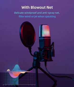 Микрофон для ПК, ЕМКОСТНЫЙ USB LED RGB