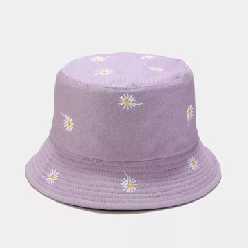 Czapka bucket hat kapelusz rybacki pastelowy w stokrotki kwiatuszki na lato