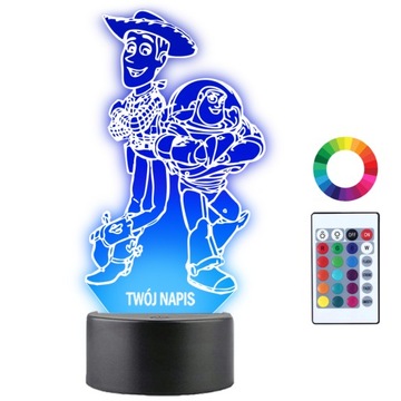 Lampka Nocna z Imieniem Toy Story 3D Led Grawer