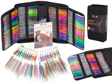 DŁUGOPISY ŻELOWE KOLOROWE W ETUI 120SZT + 120 WKŁADÓW SUPER ZESTAW! DZIECKO
