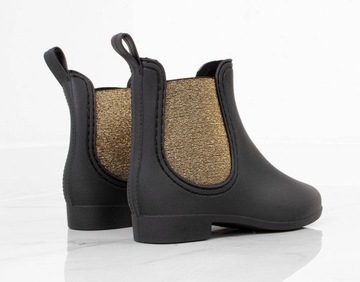 5117 ЧЕРНЫЕ КОРОТКИЕ МАТОВЫЕ БОТИНКИ С РЕЗИНОВЫМИ БОТИНКАМИ 36