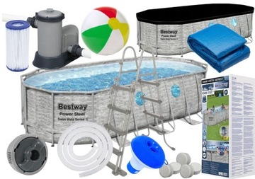 Basen stelażowy okno 549x274x122 Bestway 56716 szary