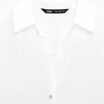 Zara Piękna Biała Satynowa KLASYCZNA Koszula Lux XS