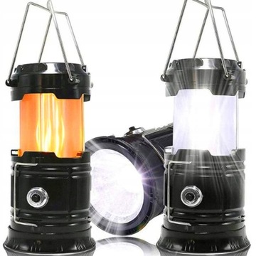 Солнечная лампа для кемпинга, складной фонарик, пламя и холодный белый эффект