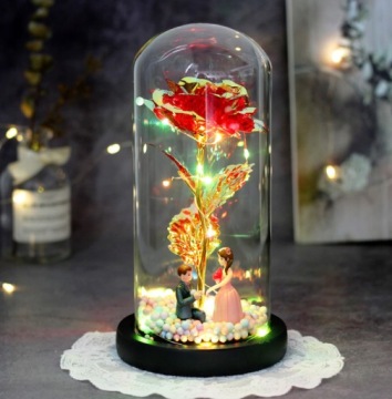 ETERNAL ROSE IN GLASS, СВЕТЯЩАЯСЯ цветочная коробчатая роза LED