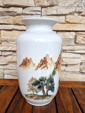 Wazon ceramiczny dzbanek PRL sygnowany góry widok