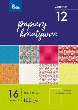 Tetis Papiery kreatywne 100g A4/16K zestaw 12