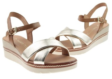 SANDAŁY MARCO TOZZI 28722 ZŁOTE SKÓRZANE KOMFORT R. 41