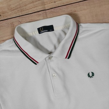 FRED PERRY Koszulka Polo Biała Męska Logowana r. XXL