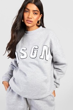 СВИТШОТ ДЛЯ МАТЕРИАЛОВ БЕЗ КАПЮШОНА, СЕРЫЙ, С НАШИВКАМИ BOOHOO WRITING 38