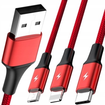 UNITEK Kabel USB 3w1 microUSB + Typ-C + Lightning
