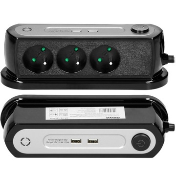 PRZEDŁUŻACZ LISTWA ZASILAJĄCA 3 GNIAZDA + 2x USB