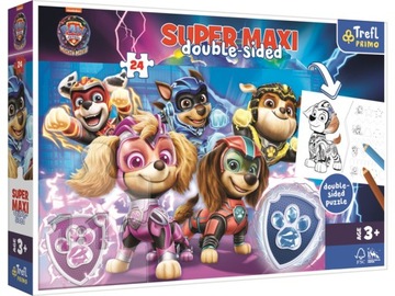 Puzzle dwustronne 24 el. SUPER MAXI 3w1 Psia drużyna w akcji. Psi Patrol.