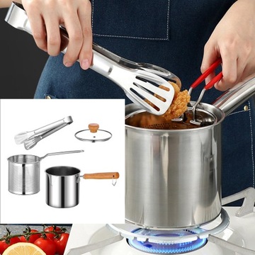 Кастрюля из нержавеющей стали для жарки картофеля фри с ситечком и
