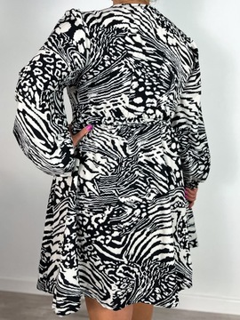 Sukienka Gaja Jesienna Zebra Plus Size 42 44 46