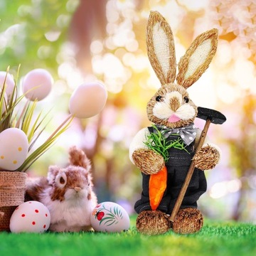 14-дюймовый соломенный пасхальный кролик, рисунок ручной работы, реквизит для фотографий, стиль D