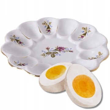 TALERZ PÓŁMISEK do JAJEK JAJ na JAJKA Podstawka Porcelana WIELKANOC 22cm