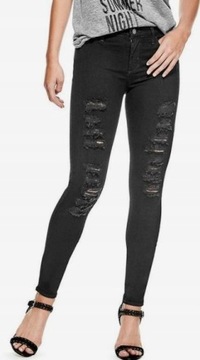 GUESS SPODNIE JEANSOWE CZARNE Z DZIURAMI 24 1GTY