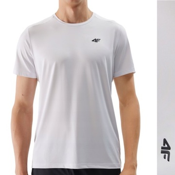 KOSZULKA 4F MĘSKA TRENINGOWA REGULAR SZYBKOSCHNĄCA - BIAŁA r. XL