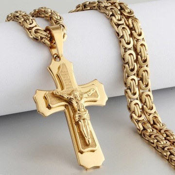 Золотое колье Royal Weave с крестом Иисусовой молитвы