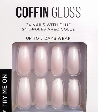 Tipsy sztuczne paznokcie 24szt OMBRE GLOSS COFFIN