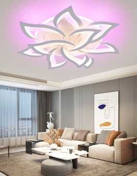 LAMPA SUFITOWA PLAFON KWIAT LOTOSU 10 PŁATKÓW LED KOLORY RGB + APP + PILOT