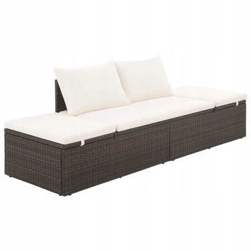 Łóżko ogrodowe leżak 195x60 cm rattan leżanka brąz