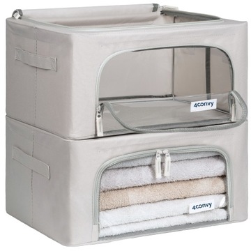 2x Контейнер-органайзер-коробка для одежды, постельного белья с чехлом для шкафов 24л