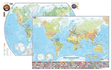 ŚWIAT MAPA PODRĘCZNA PLANSZOWA FIZYCZNA POLITYCZNA
