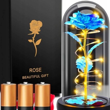 ВЕЧНАЯ РОЗА В СТЕКЛЕ, СВЕТЯЩИЙСЯ СВЕТОДИОД, ЧЕРНАЯ КОРОБКА, ИДЕЯ ПОДАРКА НА ИМЕНИНЫ