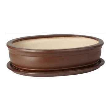 Графитовый горшок на керамическом основании - низкая чаша для бонсай, 19 см.