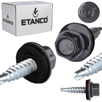 Wkręty farmerskie 4,8x20 mm RAL 7024 250 szt do blachy zszywka Etanco GTO2