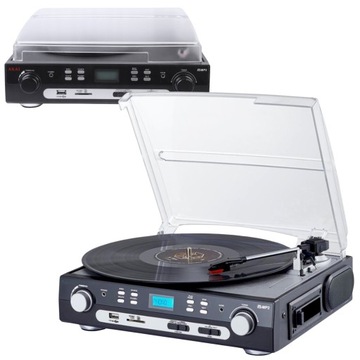 GRAMOFON Z RADIEM I ODTWARZACZEM KASET BLUETOOTH AM FM USB AKAI ATT-15C