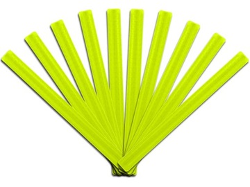10x OPASKA ODBLASKOWA SAMOZACISKOWA OSTRZEGAWCZA ZESTAW ŻÓŁTA DŁUGA 40 CM