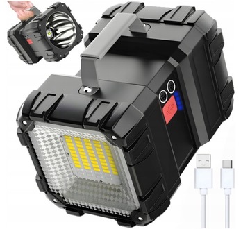 MOCNA LATARKA LED AKUMULATOROWA SZPERACZ DWUSTRONNA POWERBANK BIWAKOWA