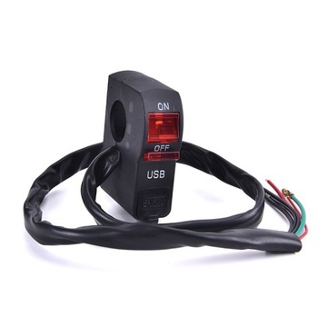 ПЕРЕКЛЮЧАТЕЛЬ ЗАРЯДНОЕ УСТРОЙСТВО ДЛЯ МОТОЦИКЛА LED USB 2A