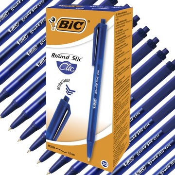 BIC ROUND STIC CLIC DŁUGOPIS AUTOMATYCZNY NIEBIESKI ZESTAW x20