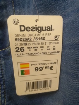 Spodnie damskie Desigual jeansy haft kwiaty 36
