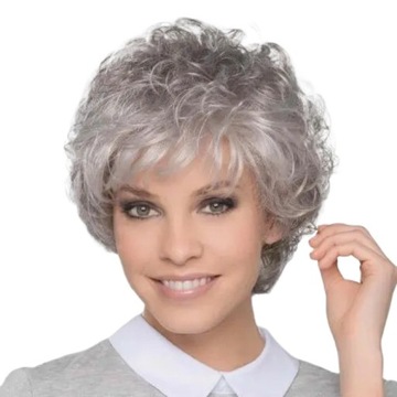 Blond Peruka Kręcone Włosy Typu Bob Z Grzywką