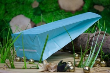 Набор 50 шт. ПОДАРОЧНЫЕ ПАКЕТЫ СИНИЕ ПАСТЕЛЬ 10х7х28 см ЭКО.