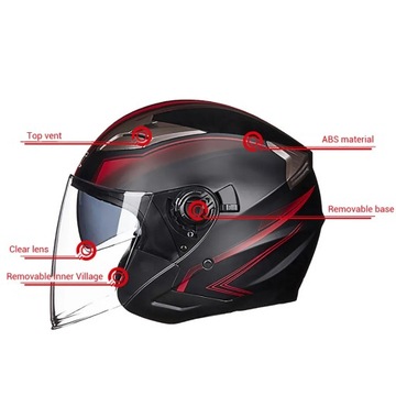 Kask motocyklowy Half Face Double Lens Cool Casco Moto Four Seasons Men