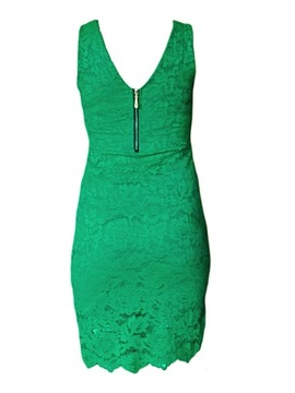 elegancka suknia koronkowa ołówkowa WŁOSKA zielona
