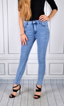 Spodnie Jeansy Wysoki Stan Jeansowe Push-Up Skinny