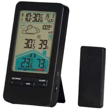STACJA POGODOWA BEZPRZEWODOWA NORTEC HIGROMETR LCD ŁADOWANA ALARM KALENDARZ