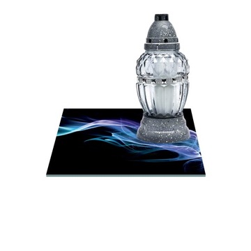 SZKLANA PODSTAWKA POD ZNICZE 25x25cm Wstęga 65e