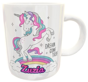 KUBEK BIAŁY UNICORN JEDNOROŻEC Z IMIENIEM PREZENT